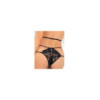Body string noir ouvert à l'entre-jambes dentelle et ornements 